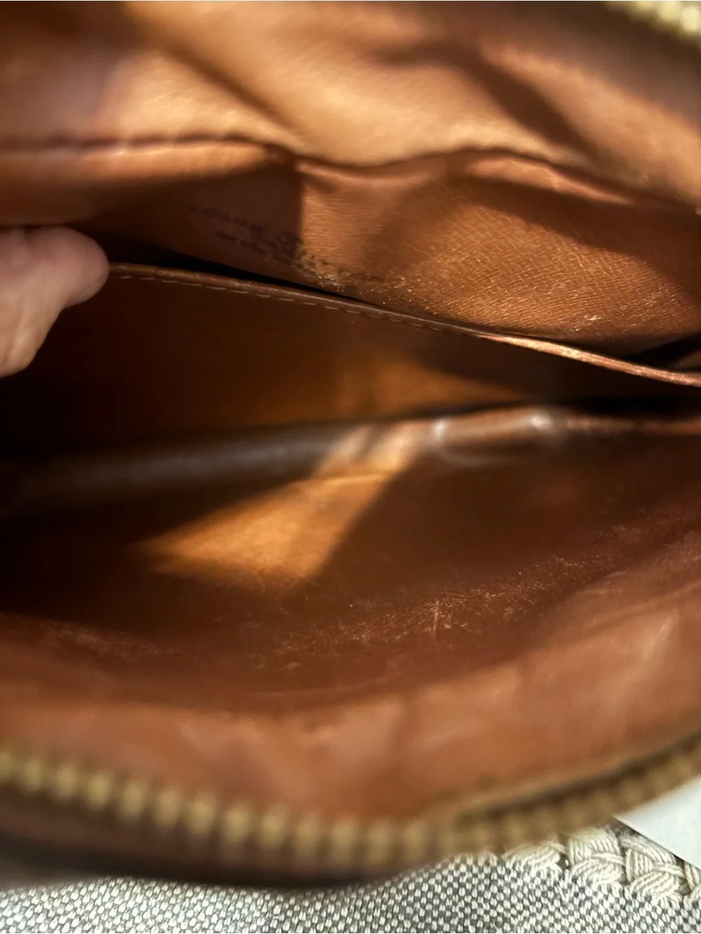 Louis Vuitton Brown Monogram Canvas Clutch with Tan Trim